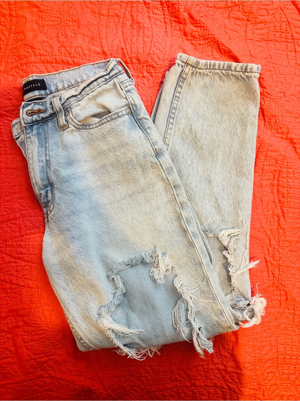 Aeropostale Light Blue Distressed Mom Jeans